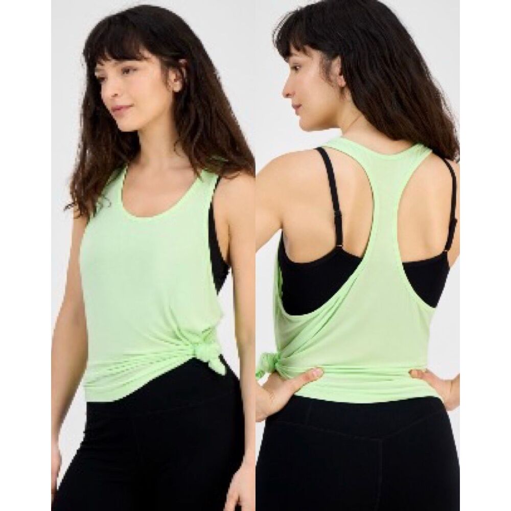 #702. Ideology Arctic Lime Scoop-Neck Log Racerback Tank Top - Picture 2 of 5